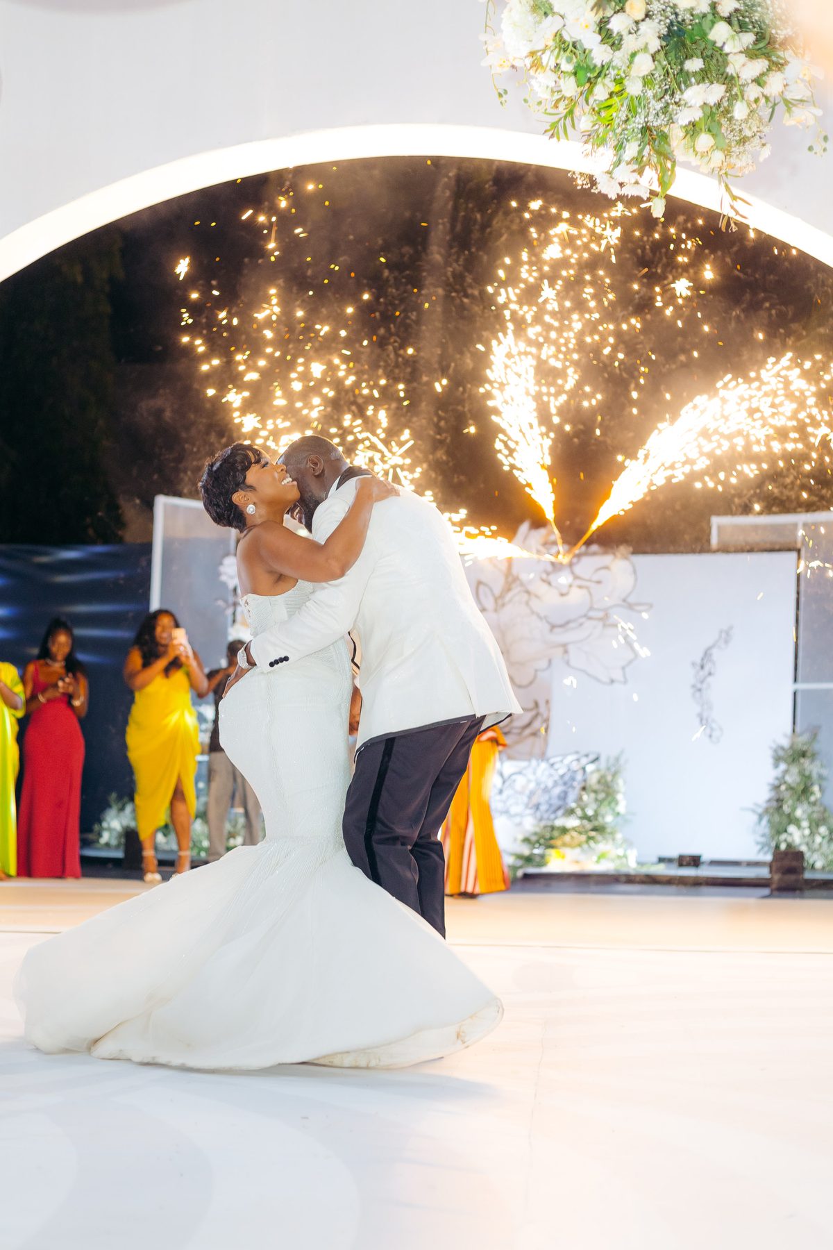 Anthony & Irene — first dance amid sparklers at White Sands Resort, Dar es Salaam, by Kevins Events