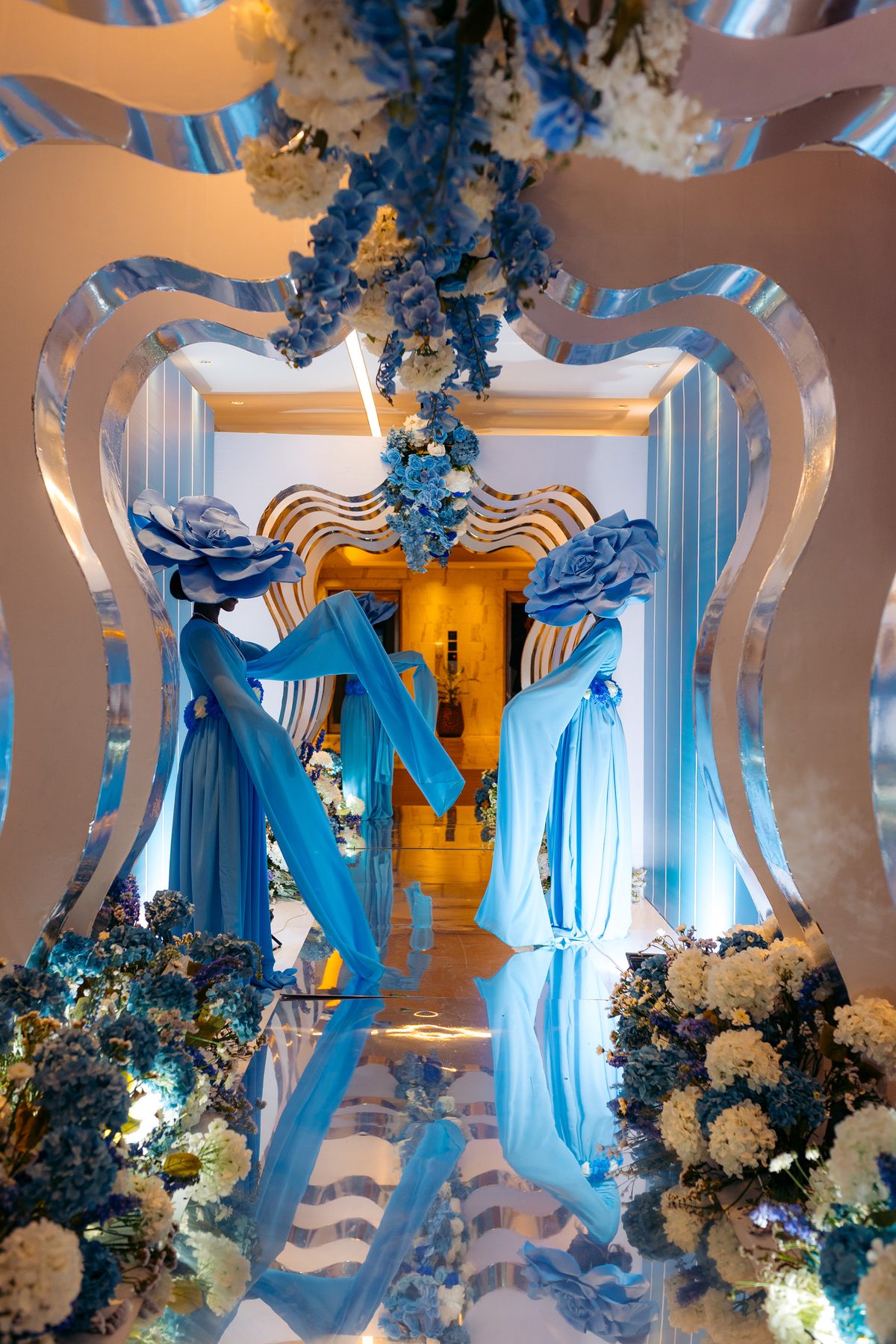 Hamis & Sabrina wedding at Johari Rotana — grand entrance with blue rose couture — by Kevins Events