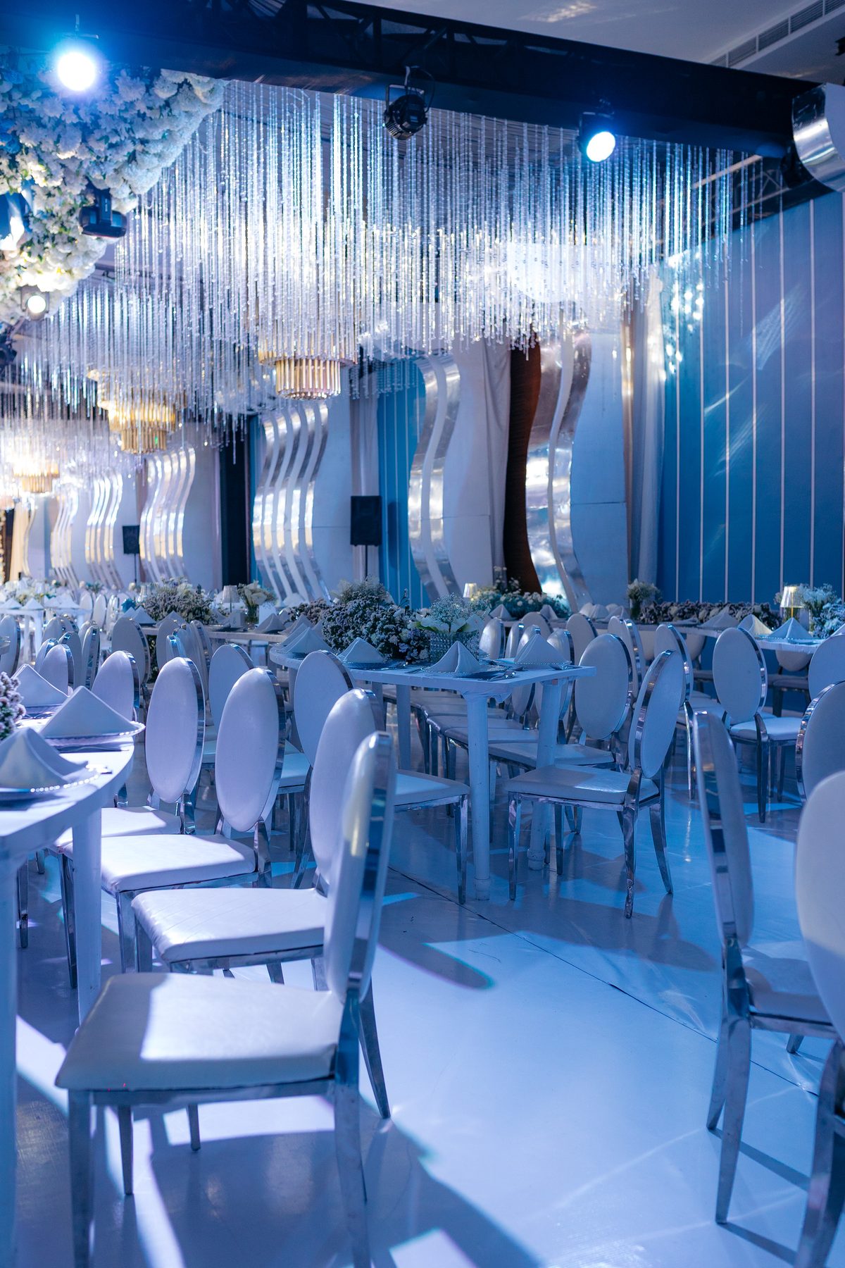 Hamis & Sabrina wedding at Johari Rotana — tablescape florals — by Kevins Events