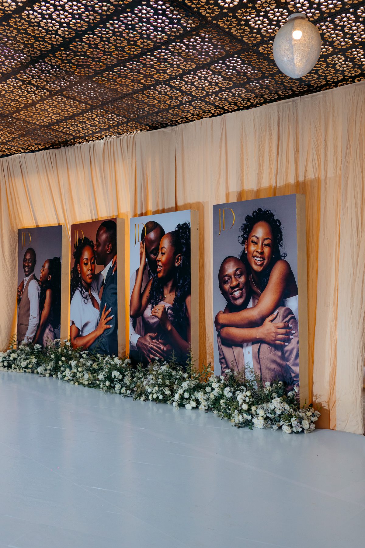 Jordan & Doria wedding at Serena Hotel, Dar es Salaam, by Kevins Events — the JD portrait wall
