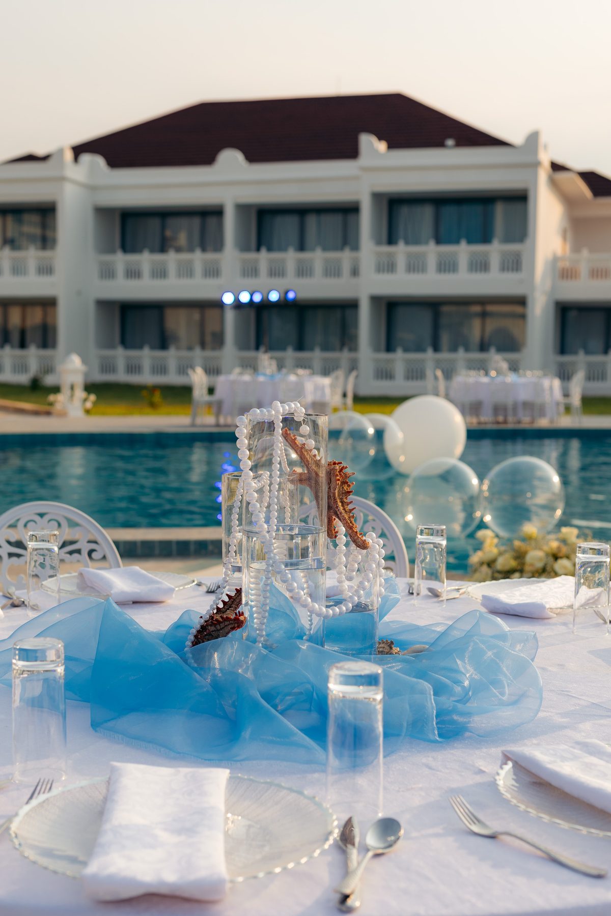 Sonia & Miraj wedding in Zanzibar — under the sea tablescape — by Kevins Events