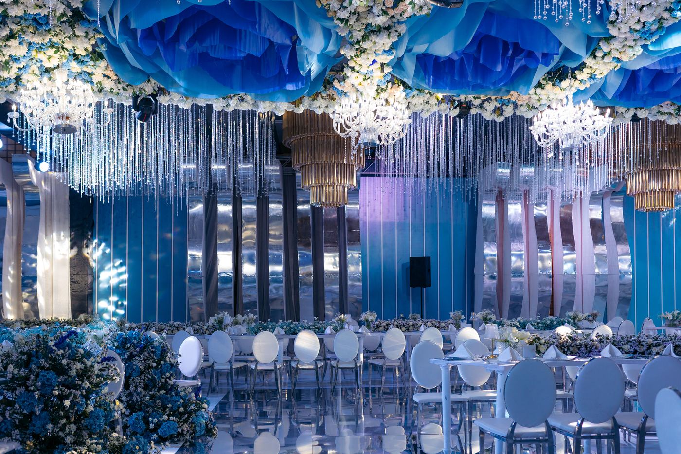 Blue crystal wedding reception Tanzania
